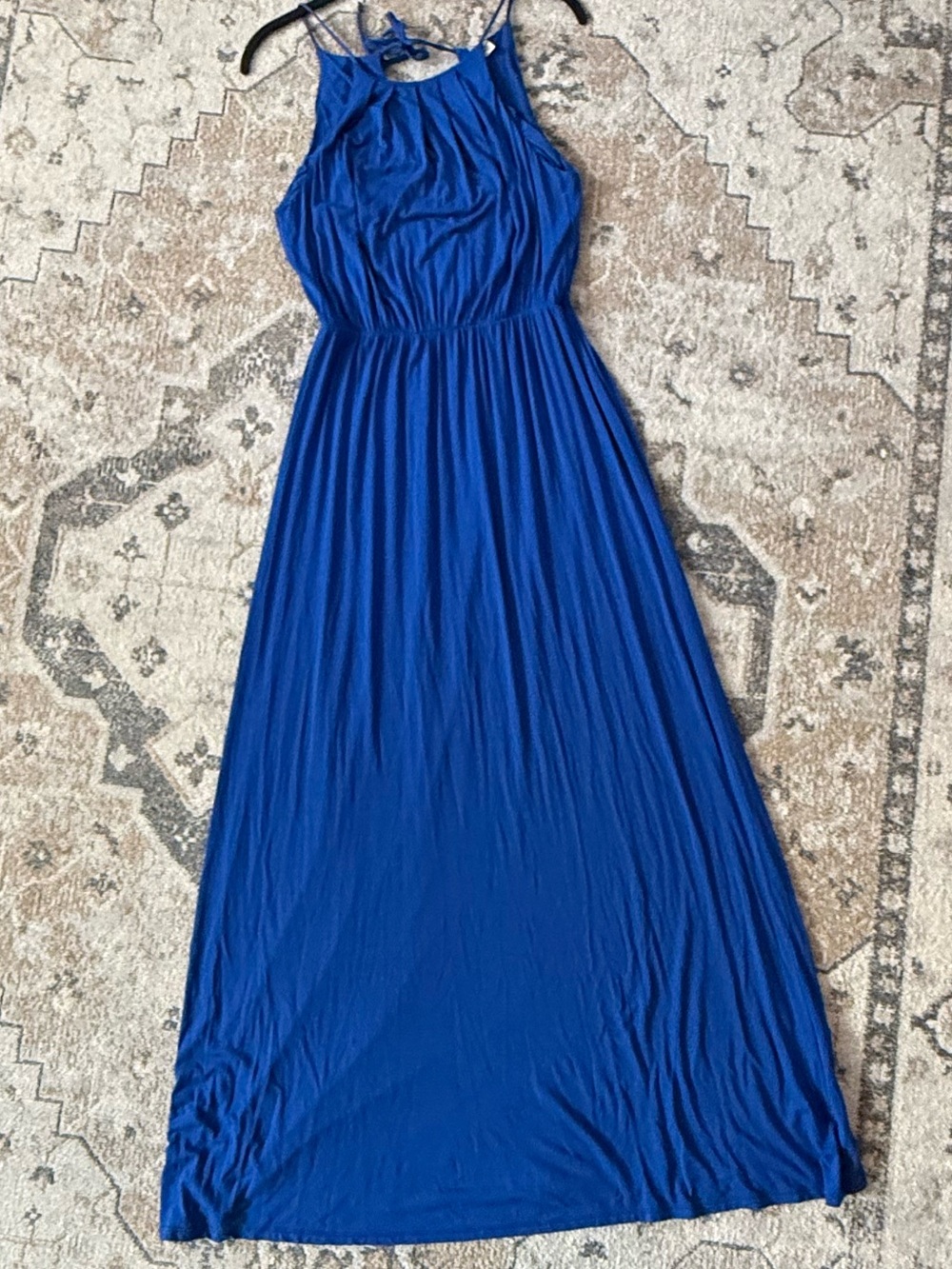 miami Made in USA Royal Blue Halter Maxi Dress Size M
